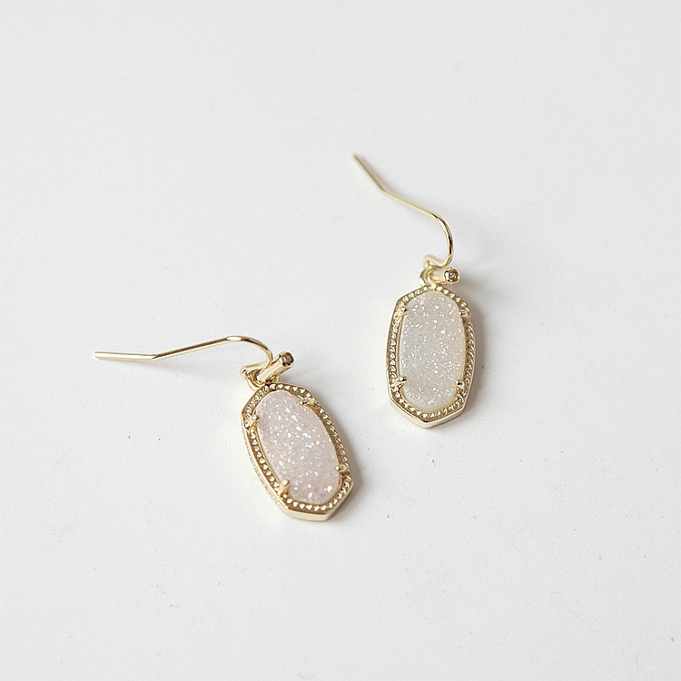 

Iridecent Drusy Drop Earrings Dangles Glitter Jewelries Special Pearl Earring