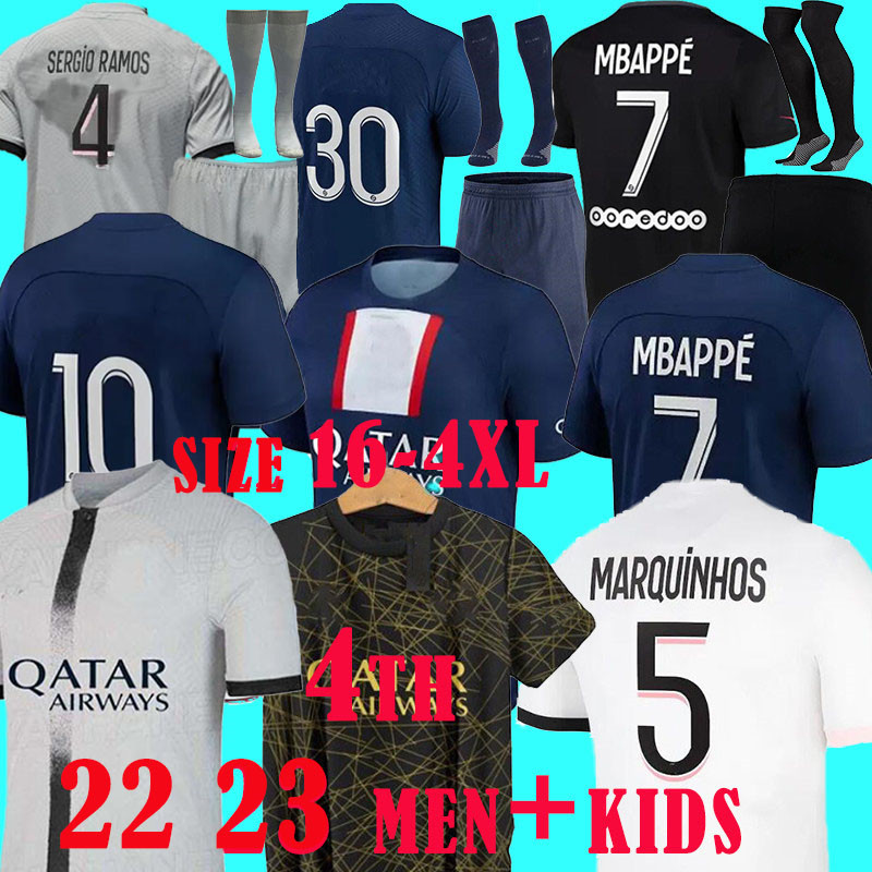 

HAKIMI maillot de foot 20 21 22 23 soccer jersey 2022 2023 MBAPPE shirt men kids hommes enfants VERRATTI MARQUINHOS KIMPEMBE fourth STAR SPECIAL RAMOS PsGs champion, Fans away shirt
