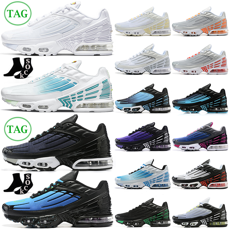

tn plus 3 tuned running shoes men women Laser Blue Aqua Volt Triple White Grey Light Bone Yellow mens trainers tns outdoor sports sneakers, White black