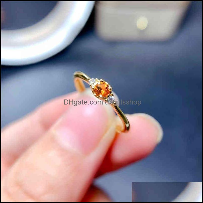 

Wedding Rings Jewelry Weainy Exquisite Natural Citrine 925 Sterling Sier Small Style Ring Honey Citrine Lucky Crystal Drop D Dhzhu