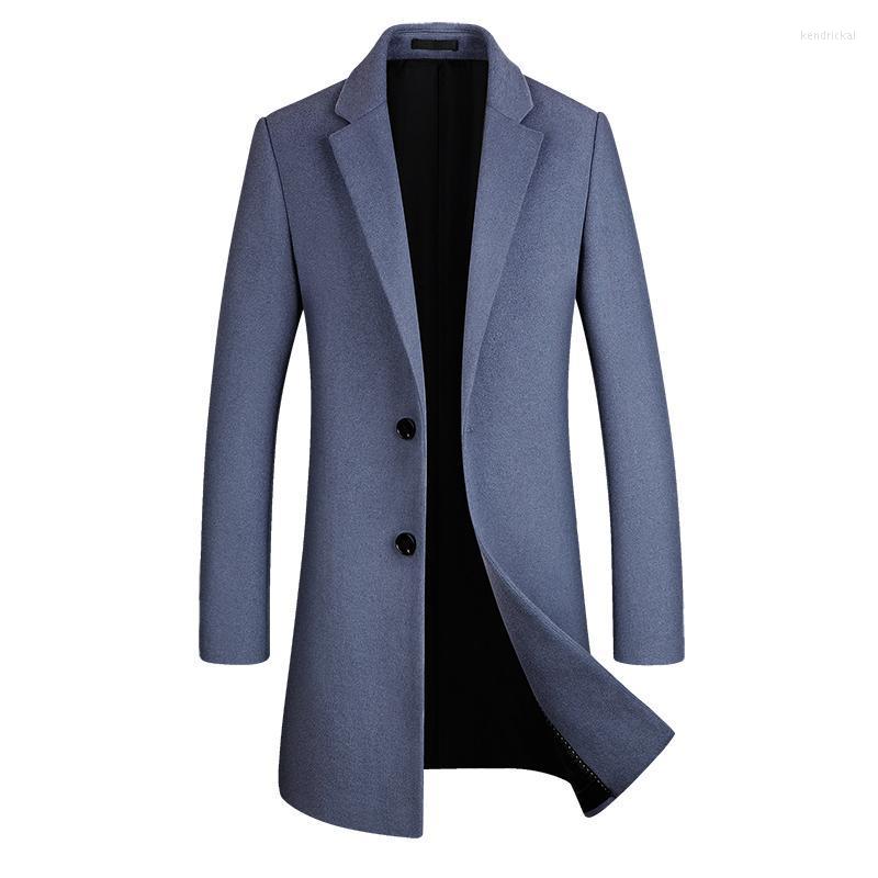 

Men's Wool & Blends Fashion Coat Men Long Windbreaker Woolen Overcoat Mens Casual Peacoat Male High Quality Classical Jaket Trench Coats Ken, Black