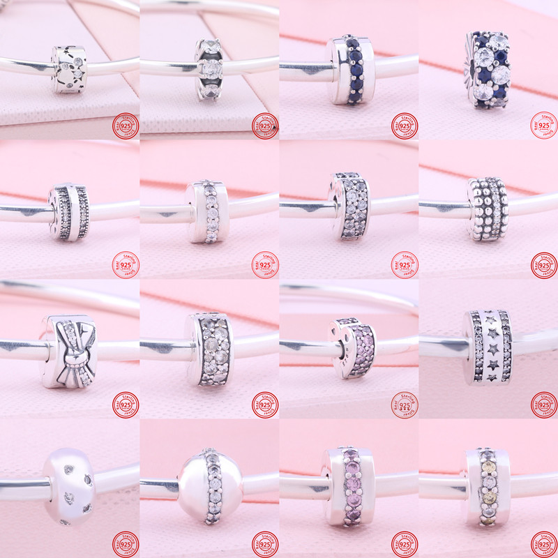925 argent sterling argent enrôle Clip Clip perles de la série Perles Perles Fit Charmes Bracelet Bijoux DIY ACCESSOIRES