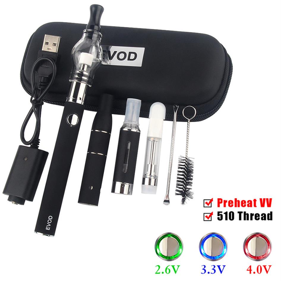 

EVod Vaporizer 4 in 1 Starter Kits CE3 Cartridges Dry Herb Dab Pen Kit Wax Oil Vapes 510 Thread Battery Vape Pens240E, Multi
