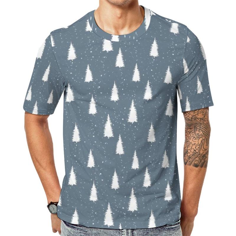

Men' T-Shirts Nordic Pattern T Shirt White Winter Christmas Tree Couple Fashion Summer Tee Short Sleeve Y2K Oversize ClothingMen, Style-4
