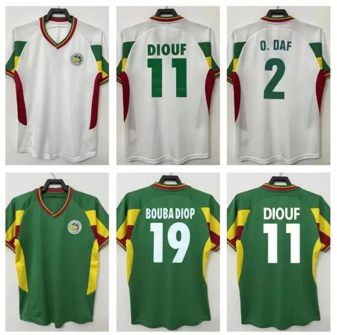 

2002 2003 Senegal retro soccer jersey 02 03 Diouf BOUBA DIOP H.CAMARA KH.FADIGA DIAO classic vintage football shirt