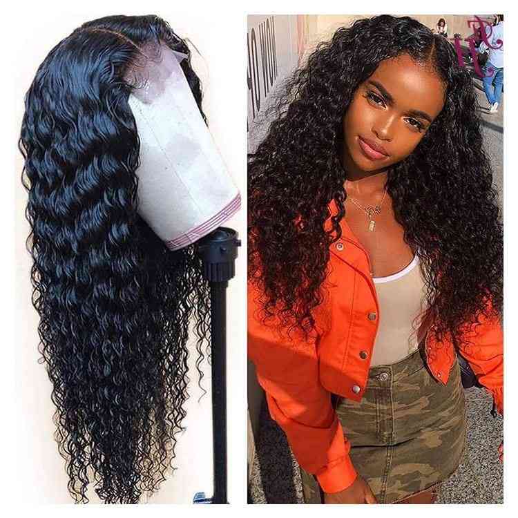 

FH Cambodian 100% Raw Unprocsed Virgin Human 4x4 Lace Deep Wave Closure Hair Wigs