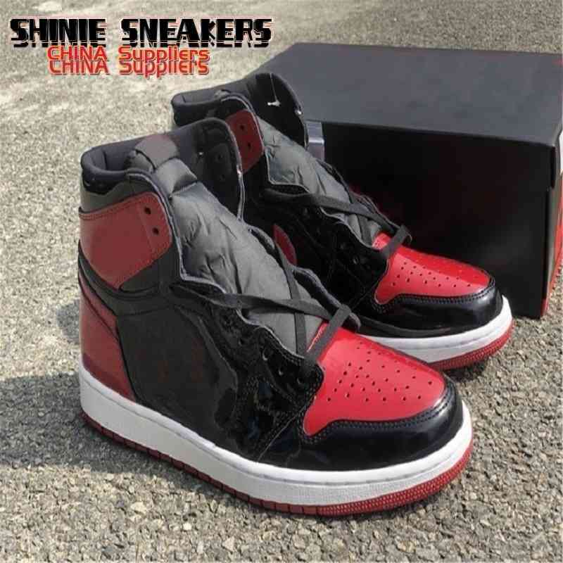

Release Jumpman 1 Bred Patent Leather Basketball Shoes 555088-063 Top Quality High OG 1s BLACK RED TOE Mens Trainers Fashion Designer