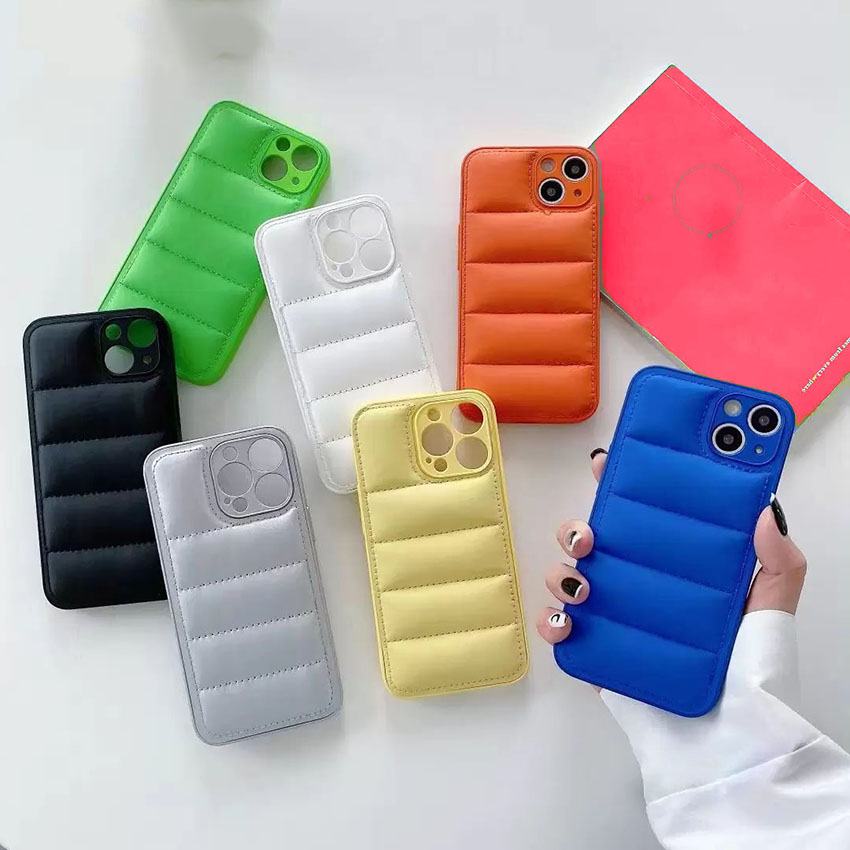 

Fashion Brand Down Jacket phone cases For iPhone 14 13 12 11 Pro Max X XS XR 7 8 Plus SE Solid color Soft Silicone iphone case
