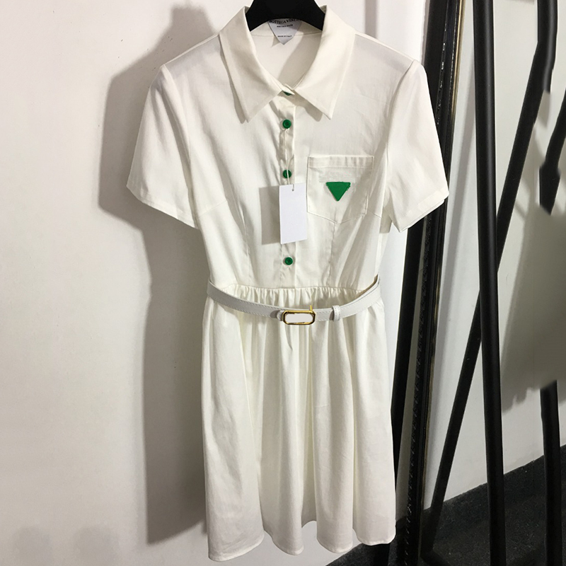 

Ladies Elegant Dresses Fashion Belt Designer Skirts Women Brand Letters Dress Summer Vintage Long Skirts Clothing, White