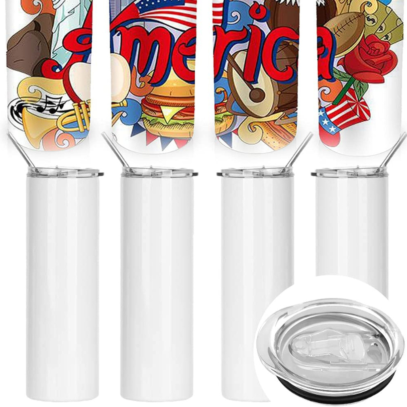 

DHL 20oz sublimation Mug straight tumblers blanks white 304 Stainless Steel Vacuum Insulated Slim DIY 20 oz Cup Car Coffee Mugs sxa11