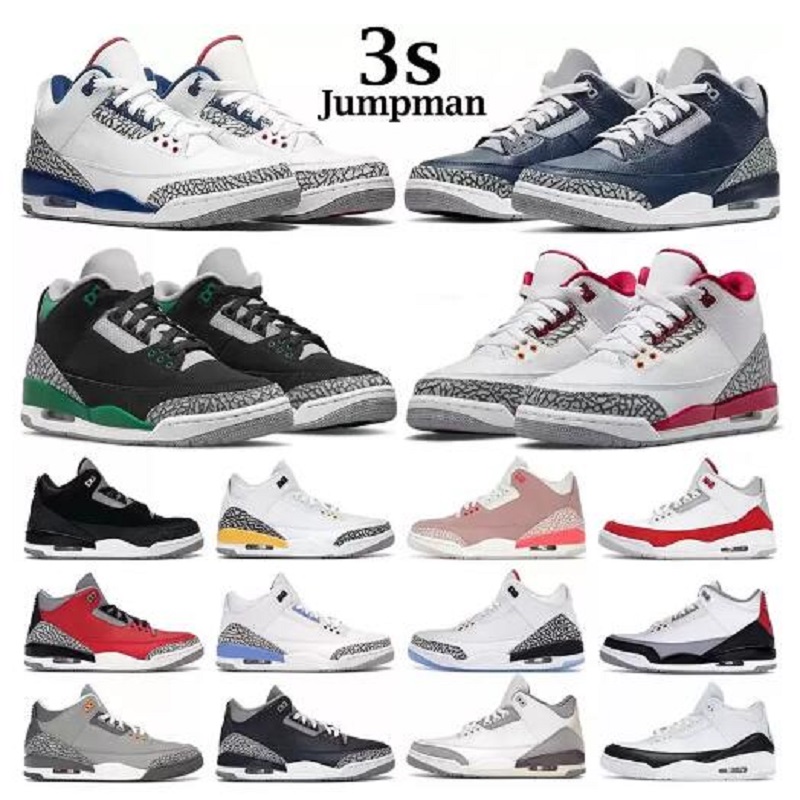 

men basketball shoes 3s Cardinal Red Black white Cement Tinker Cool Grey Racer Blue midnight blue mens trainers sports sneakers Athletic outdoor shoe, # 37