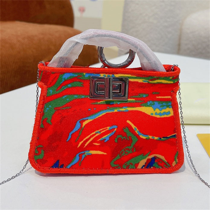 

2022 luxury hand bags Women Designer Chains Strap Shoulder Bag Pink Crossbody Famous Wallets Purse mini peekaboo python pattern embroidery FF FENDING, Customize