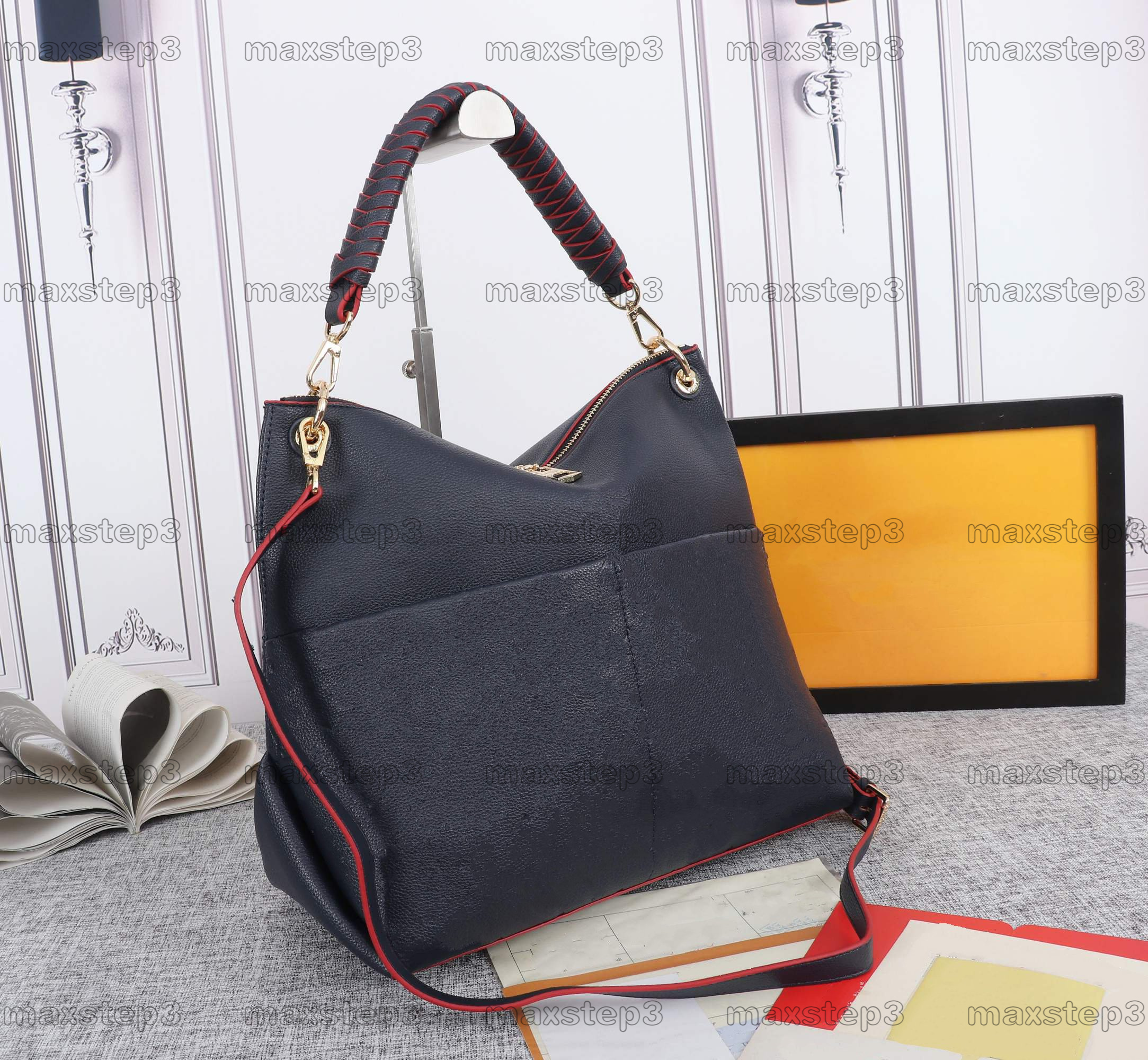 

MAIDA Mahina BEAUBOURG HOBO MM Totes Bag M45522 Veau Cachemire Leather Embossed Monograms Canvas Braided Handle Melie Handbag Luxurys Ladys Duffle Tote