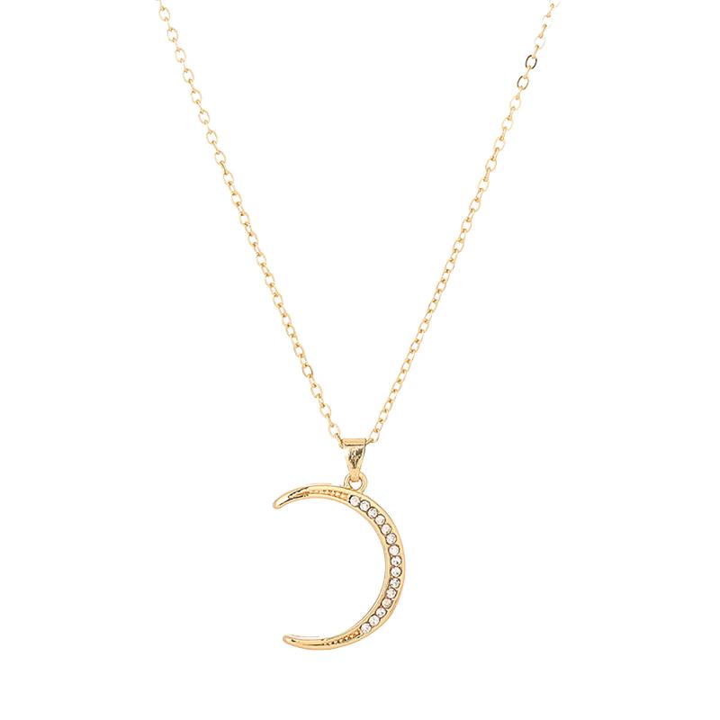

Chains Moon Diamond Necklace Occident Alloy Gift Birthday Lady Necklaces & Pendants