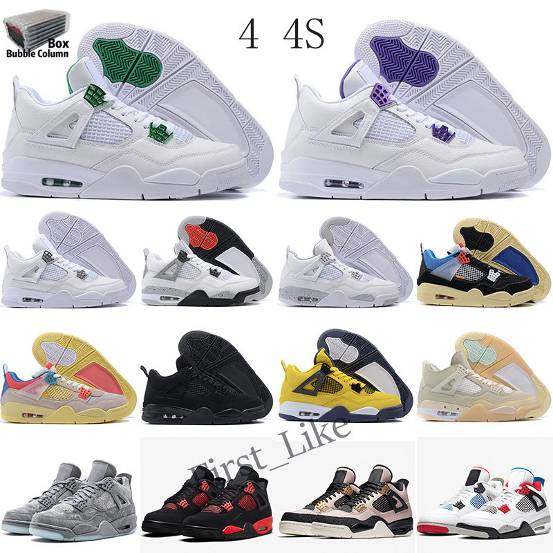 

men women basket ball shoes 4 4s Red Thunder Sail Black Cat White Oreo Pure Money Infrared Zen Master Metallic Purple Cool Grey Cactus Jack mens sneakers, Color 27