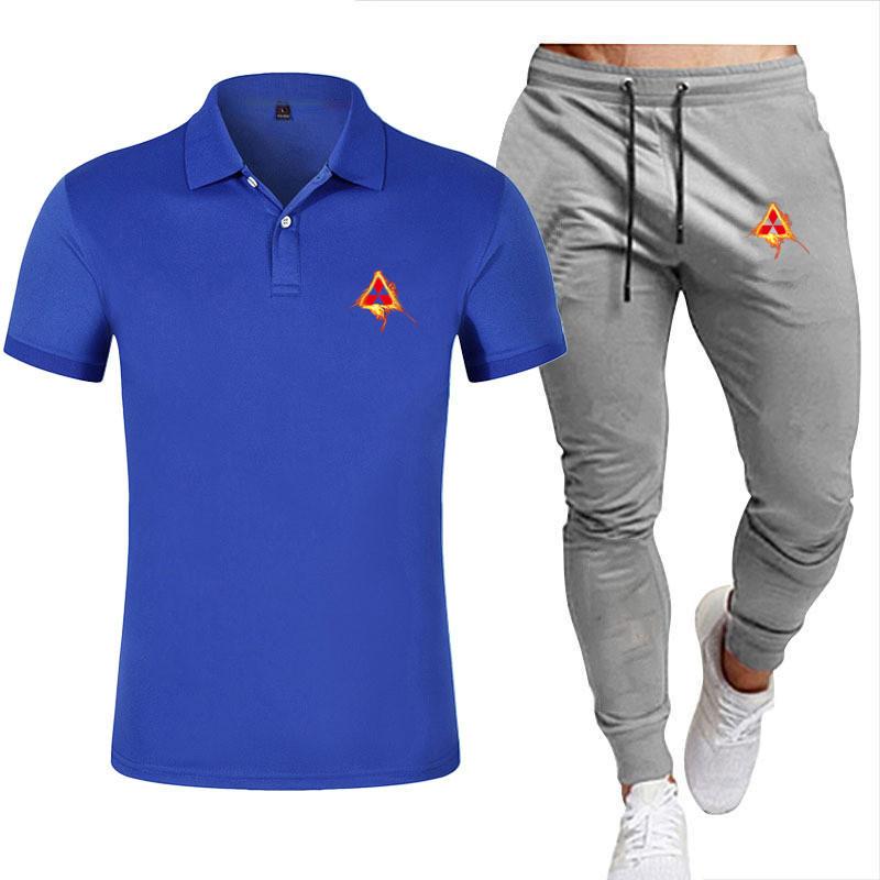 

Men's Tracksuits 2022 Spring And Summer Sports Suit Mitsubishi Logo Fashion Novel Trend Casual All-match Short-sleeved Pant, Gray