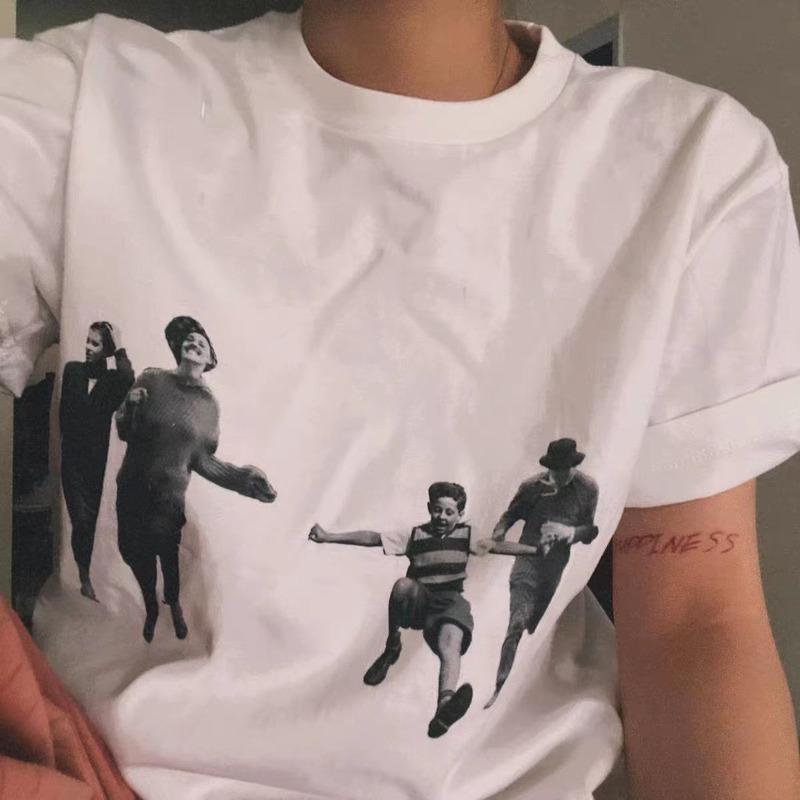 

Men's T-Shirts Men's Summer Character Short-sleeved T-shirt Printing Cotton Half-sleeve And Women's Top T-shirtMen's, White