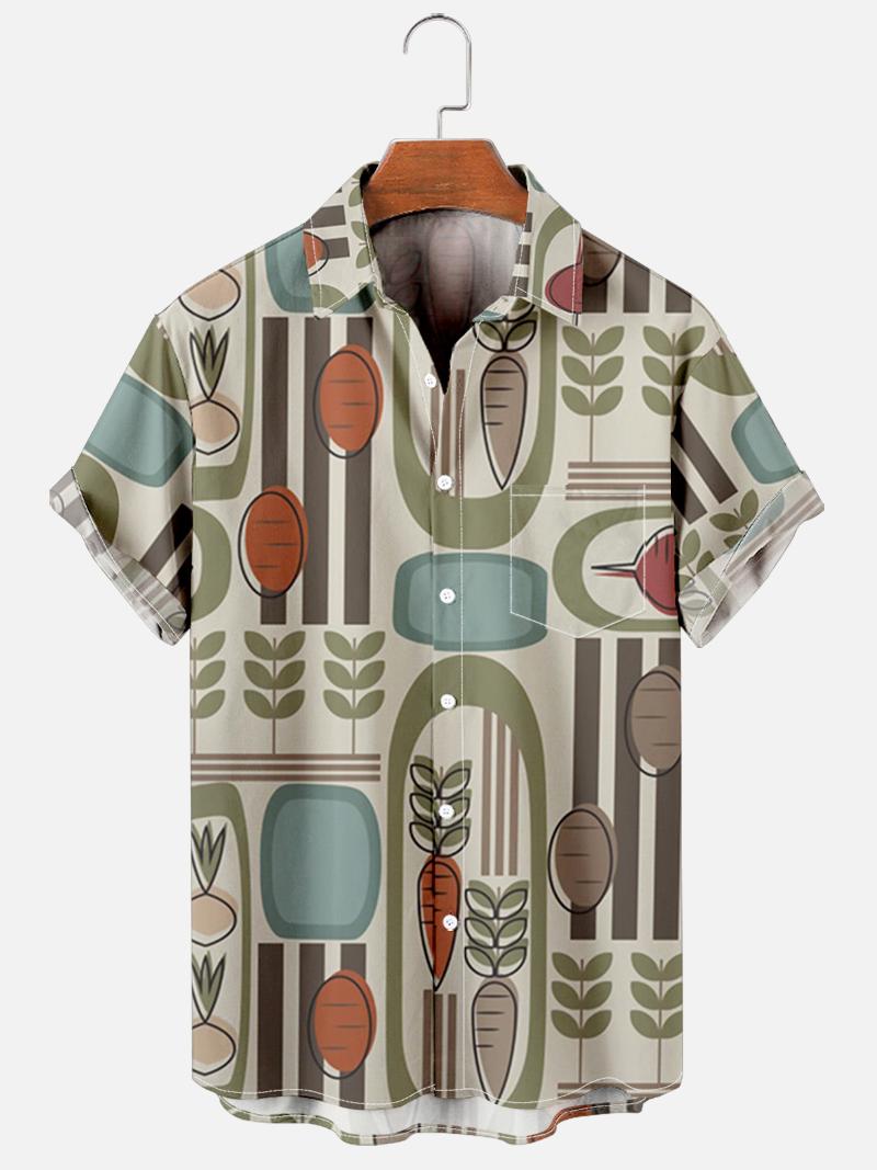 

Men's Casual Shirts Men's Trend Harajuku Spring/Summer Plaid Shirt Short Sleeve Chest Pocket Design Fashion Print Button 25Men's, 1 w