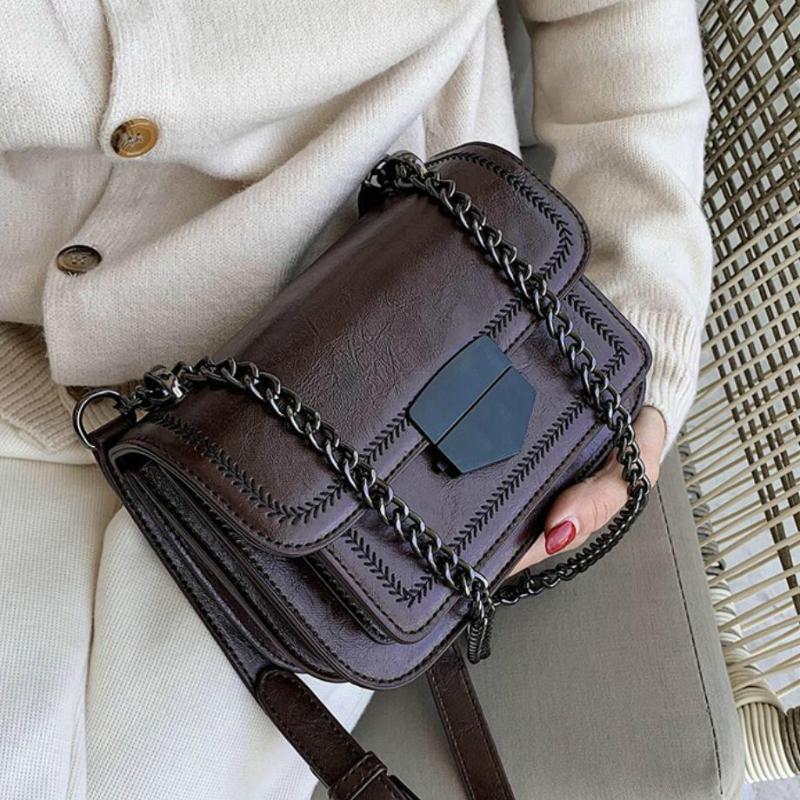 

Evening Bags Vintage Flap Crossbody Bag 2022 Fashion High Quality PU Leather Women's Designer Handbag Chain Shoulder Messenger BagEvenin, Black