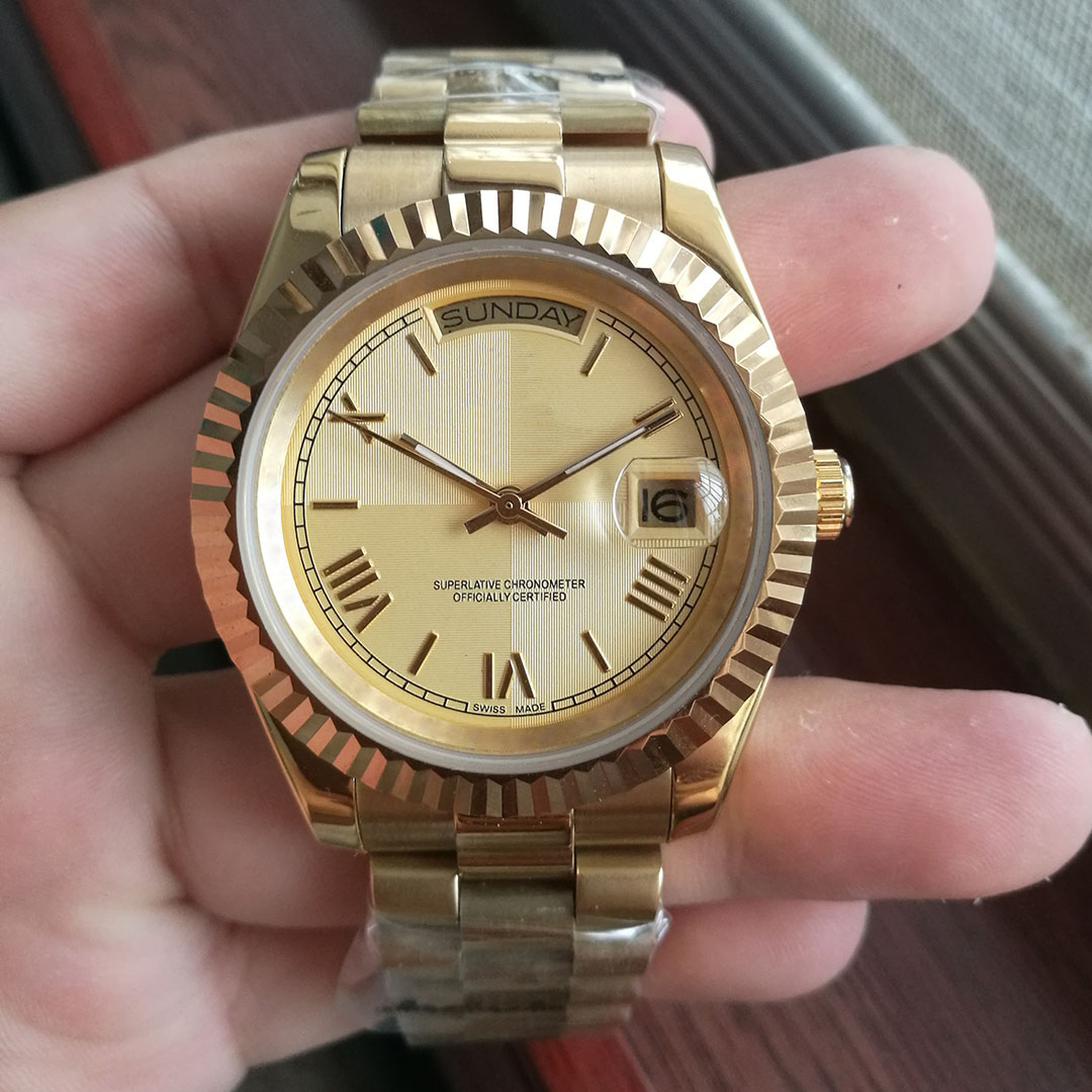 

Top luxury watch DAY automatic mechanical movement Mens watches stainless steel original clasp self-winding wristwatch 41mm, Color 4