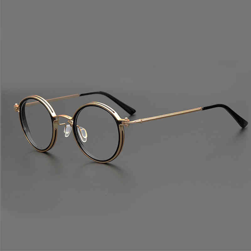 

Pure titanium spectacle frame anti black storm sun Honglei the same manual round frame can be equipped with myopia spectacle frame