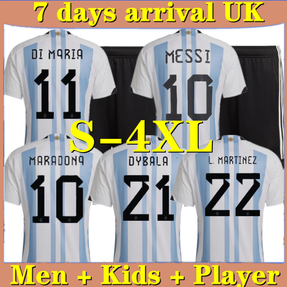 

Argentina S-4XL soccer jerseys 2022 woRLD CUp DYBALA AGUERO MARADONA DI MARIA MESSIs 22 23 fans player version Men Kids kit sets uniforms, 22/23 kids-home
