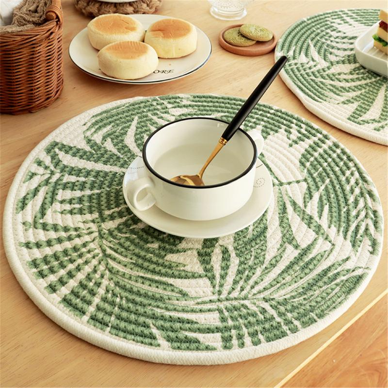

Mats & Pads Handmade Woven Placemat Exquisite Insulated Table Soft Coasters Washable And Durable For Dinning Home Restaurant