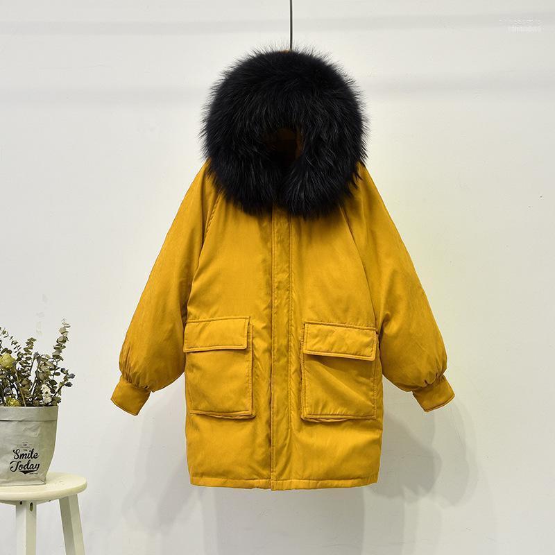 

Women' Down & Parkas 2022 Winter Korea Super Raccoon Fur Collar Jackets Womens Long Thickening Peach Skin Velvet Clothes Overcoats1 Phin22, Red