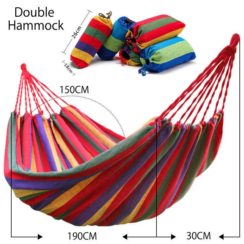 Double Wide Thick Canvas Hammock Portable Outdoor Single Anti-rollover Swing Indoor Household Play Mat-image-762498427