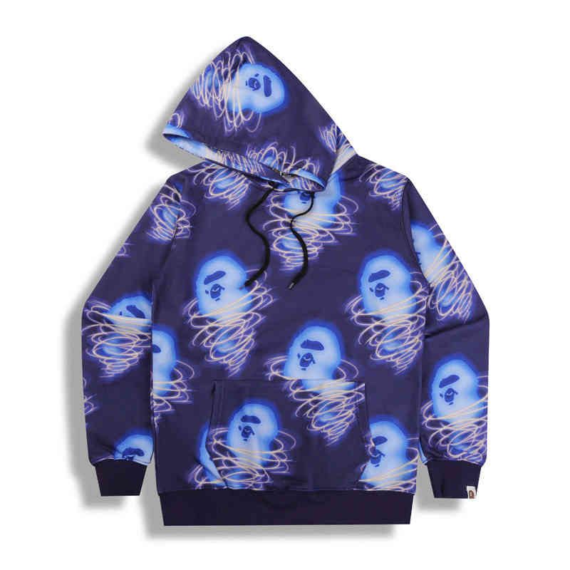 Designer Luxury Autumn and Winter Apes Tide Shark Storm Print Hoodie Mens and Womens Pullover Hooded Sweater Jacket