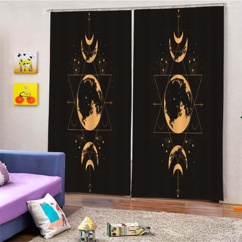 Curtain & Drapes Witchcraft Curtains For Living Room Magic Sun Moon Kitchen Graphic Hand Hippie Home Decor Dropship-image-762696881
