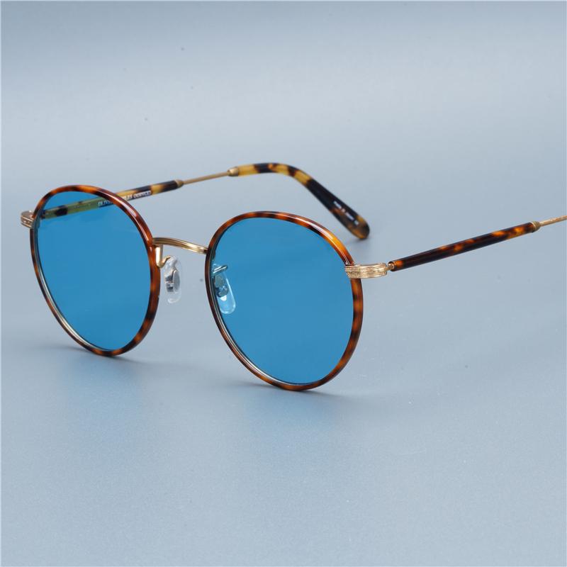 

Sunglasses Classical Vintage Fashion OV1161TD Ultra Light Titanium UV400 Polarized Retro Round Design Women Man