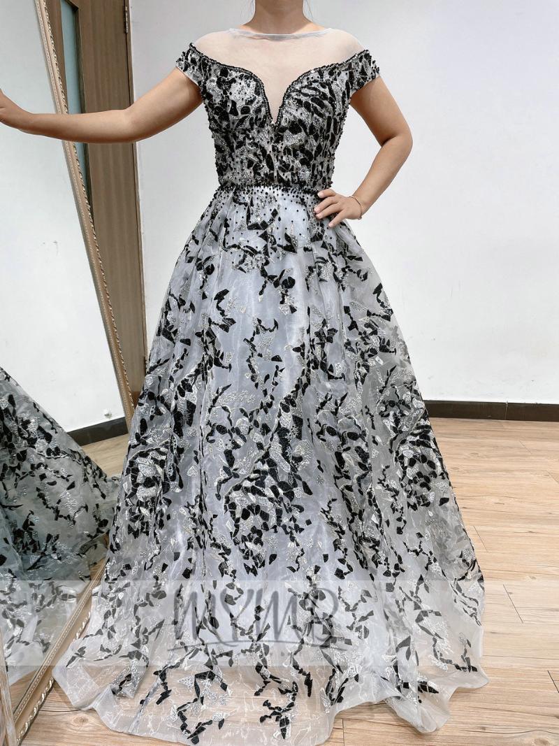 

Runway Dresses 2022 Sparkly Cape Sleeve Evening Formal Gowns Black Crystals Aline Puffy Stunning Women Party Vestidos De Fiesta