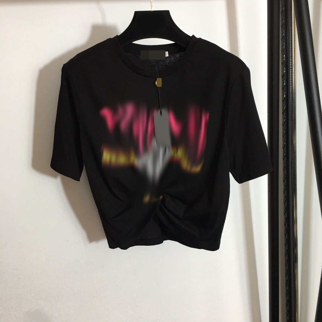 

219 L 2022 Milan Runway Brand Same Style T Shirt Short Sleeve Crew Neck Flora Print Womens Clothes High quality White Black meiyi