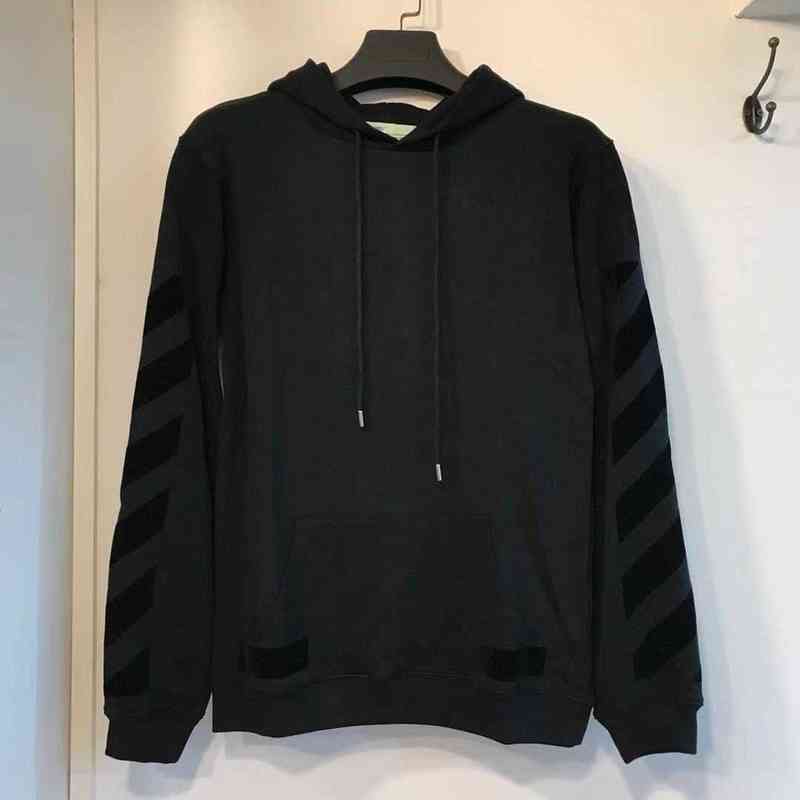 

Factory Online Export Trendy Sweater High Quality Early Spring New Off All Black Flocking Arrow Pullover Hoodie