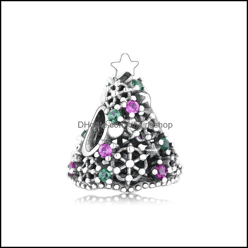 

Sier Loose Beads Jewelry Authentic 925 Sterling Christmas Tree Snowflake Cherry Bead Fit Original Charm Bracelet For Dyj