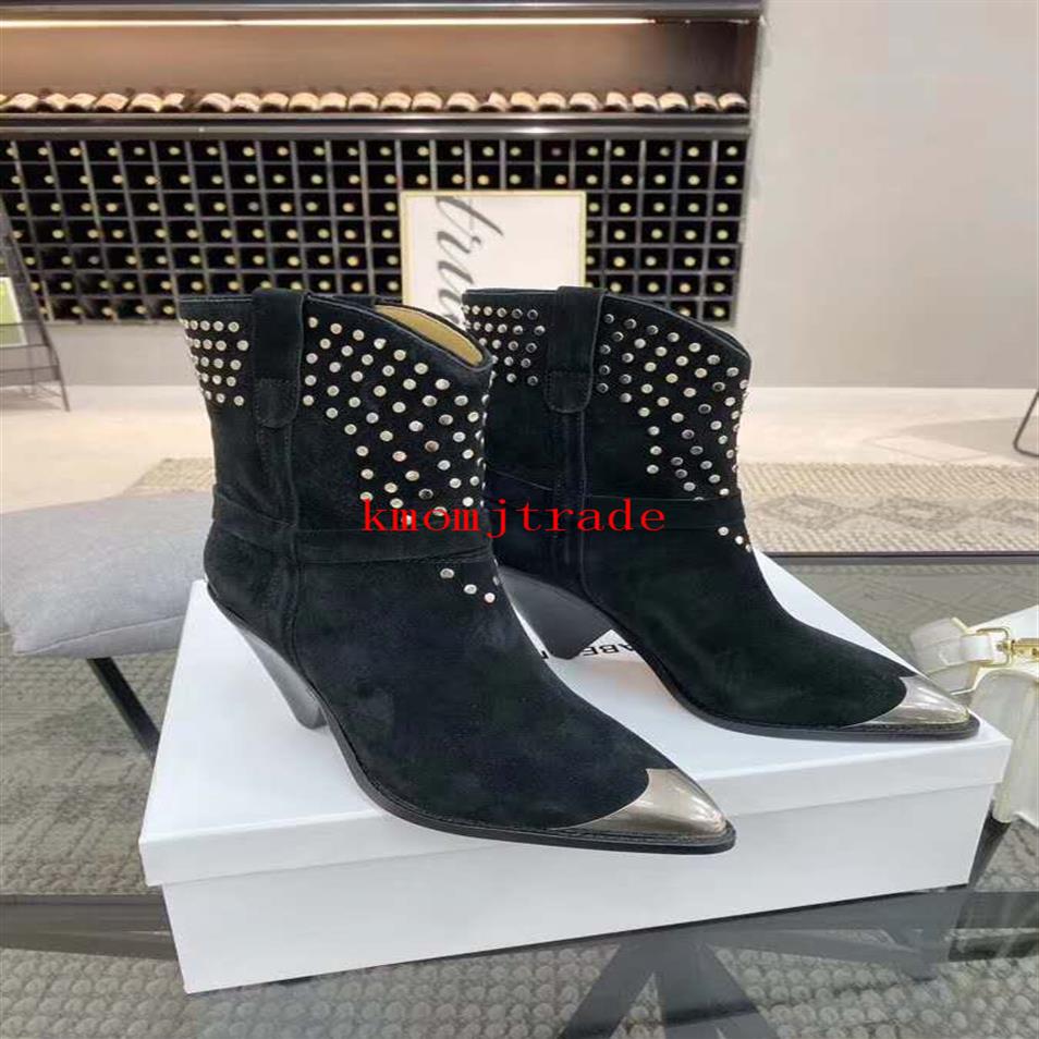 

Original Box Genuine Suede Leather Black Isabel Paris Runway Catwalk Marant Ankle Boots Women Designer Shoes Lamsy Rare Boots3395