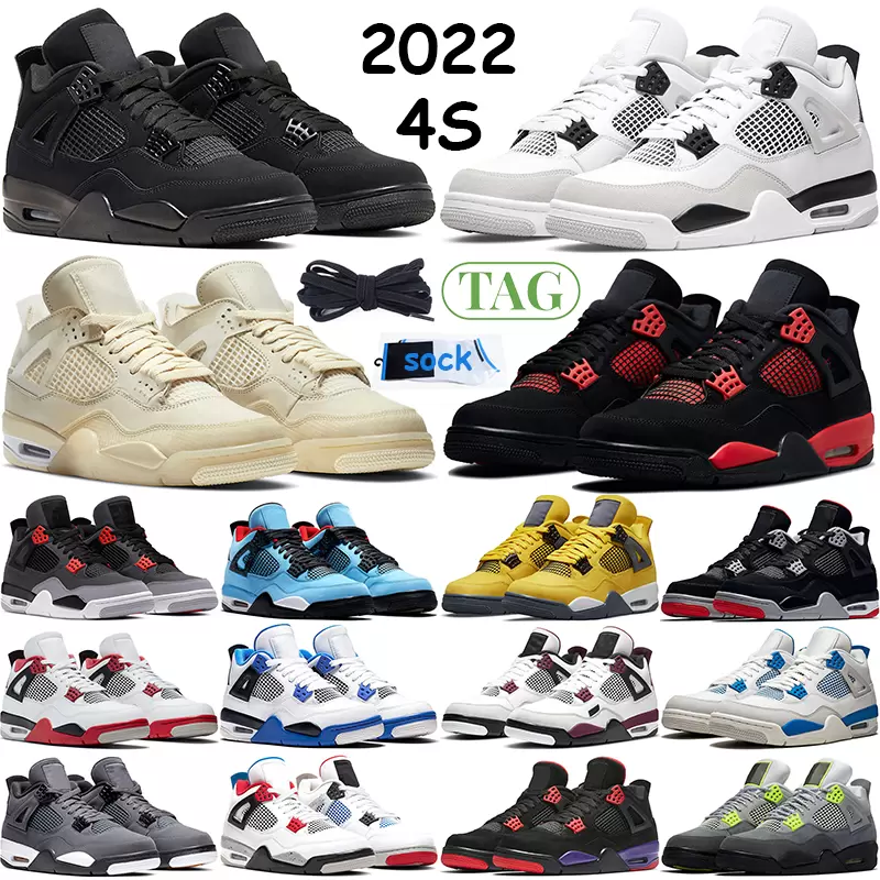 

Jumpman 4 Basketball Shoes 4s With Box Sneakers for Men University Blue Red Thunder Running Shoes Womens Breathable Comfortable Trainers, # 7