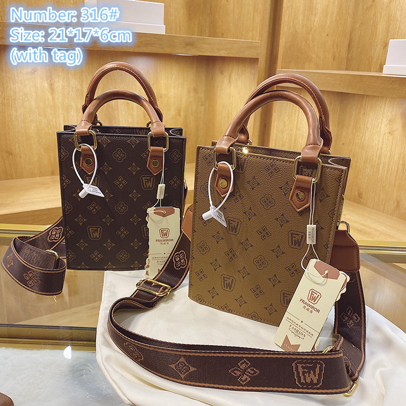 

Wholesale ladies leather shoulder bag sweet little fresh printed handbag street trend contrast leather backpack simple Joker Brown fashion handbags, Brown-316#