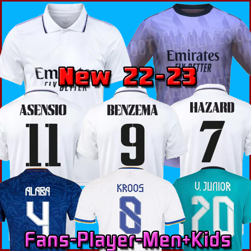 

2022 BENZEMA Finals soccer jersey 22 23 football shirt VINI JR CAMAVINGA TCHOUAMENI REAL MADRIDS VALVERDE HAZARD ASENSIO MODRIC camiseta men kids kit 2023 uniforms, 21/22 3rd men + patch