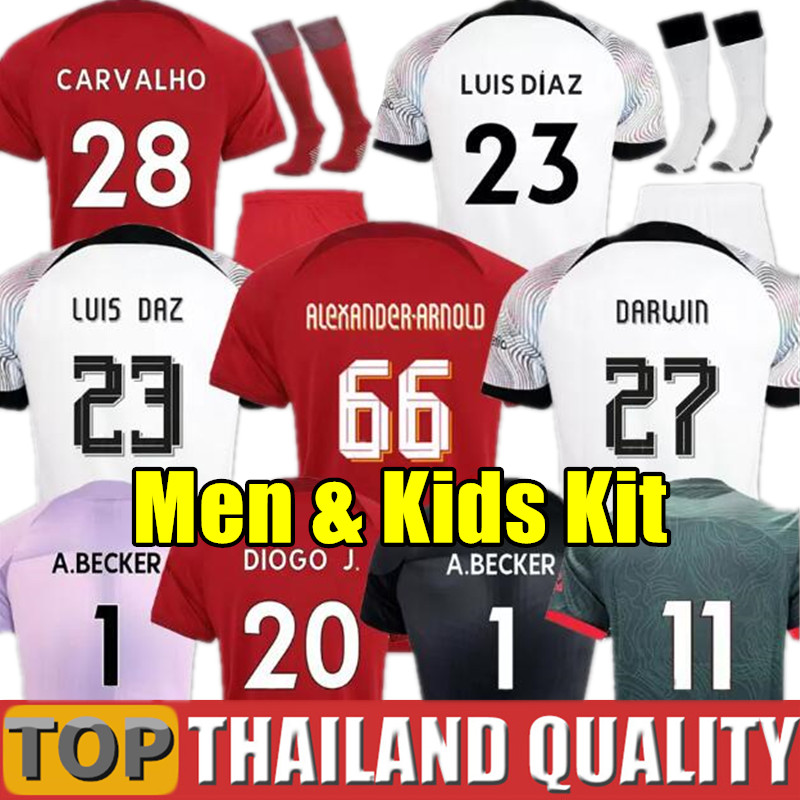 

22 23 DARWIN soccer jersey 2022 2023 Carvalho Mohamed Diogo KEITA Luis DIaz football shirt men kids kit uniform Fabio Minamino Alexander Arnold Origi away TOP, 22/23 gk - kids