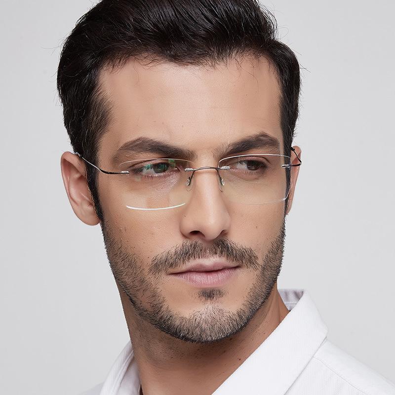 

Fashion Sunglasses Frames Rimless Titanium Eyeglasses Frame Super Lightweighted Flexible Alloy Temple Legs Optical Glasses Prescription Fram