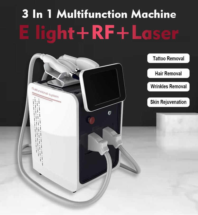 Portable 3 in 1 Nd yag Laser Remove Tattoo Radio Frequency Rf Lifting Opt Shr Laser Hair Removal Ipl Machine