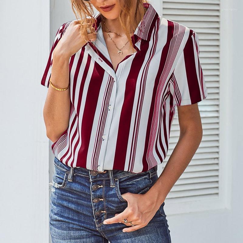 

Women's Blouses & Shirts Women's Stripes Button Down Short Sleeve Tops V Neck Tee Shirt Dresses For Women Long Womens Clothing SleeveWom, Black