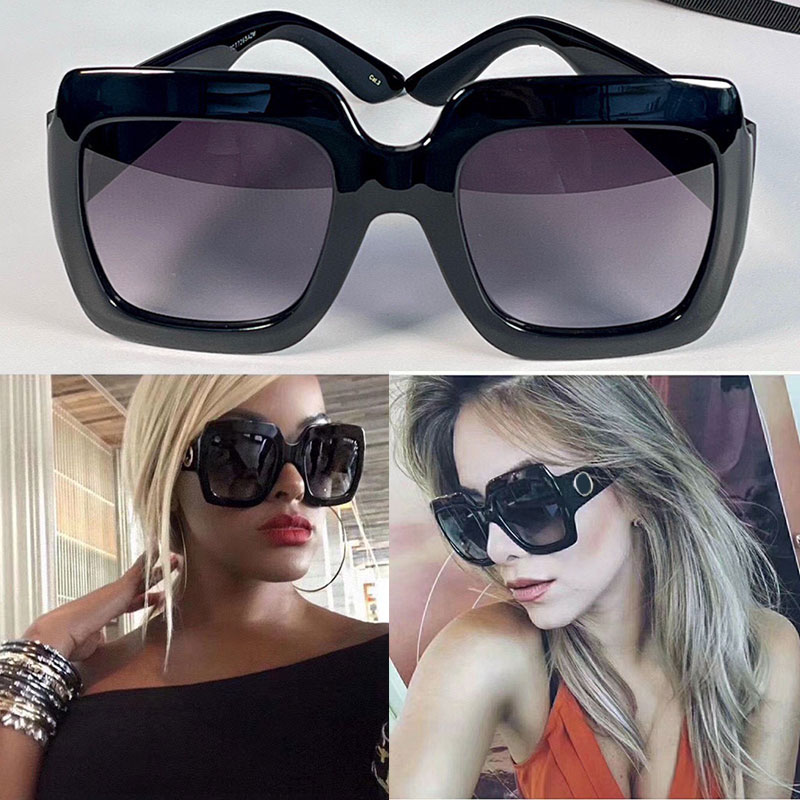 

Womens Square Sunglasses 0053S Oversized Frame Black Sunglasses Fashion Classic Designer Glasses Casual Shopping UV400 With Box