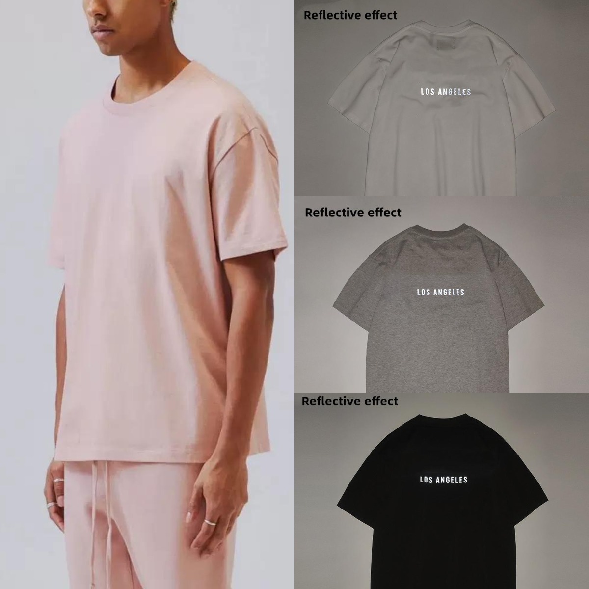 

Designer T shirt 3M Reflective Tshirts Back Letter Print Short Sleeve Los Angeles Limited High Street Loose Womens Mens tshirts Tops, Not sold separately