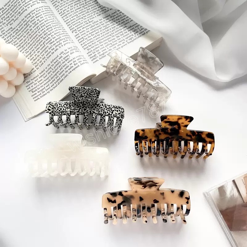 

Female Large Size Grab Catch Hair Clamps Acetic Acid Cross Floral Pattern Hair Clips Claw Korean Women Ponytail Scrunchies Hairpins Head Wear Accessories 9.4 CM