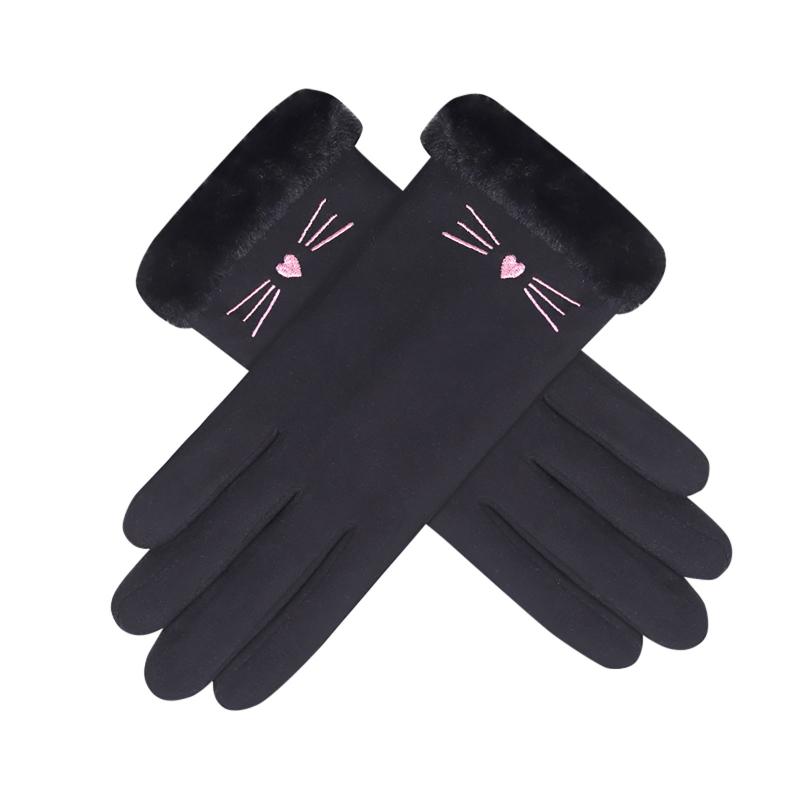 

Five Fingers Gloves Women Mittens Winter Glove Gothic Emo Accessories Heated Lace Black Cashmere Guantes Calefactable Invierno Mujer #T1P
