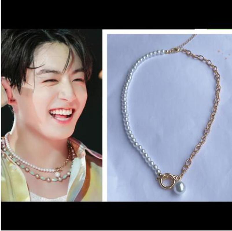 

Chains 2022 Hallyu PTD TO DANCE Concert Tian Jungkook Pearl Necklace Simple Fashion Celebrity Jewelry Accessories Gift