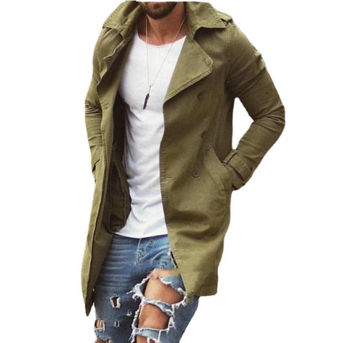 

Men' Trench Coats Spring Men' Jacket Mid-Length Slim Fit Plus Size Coat Casual JacketMen, Beige